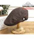 Mũ beret nam vải linen cao cấp BHYHC03 màu nâu đậm